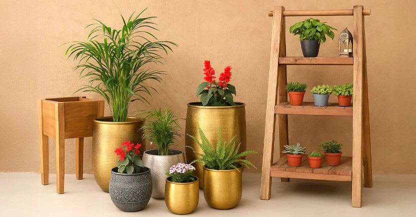 Flower pots & shelves