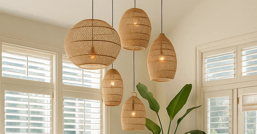 Fiber & rattan lamps