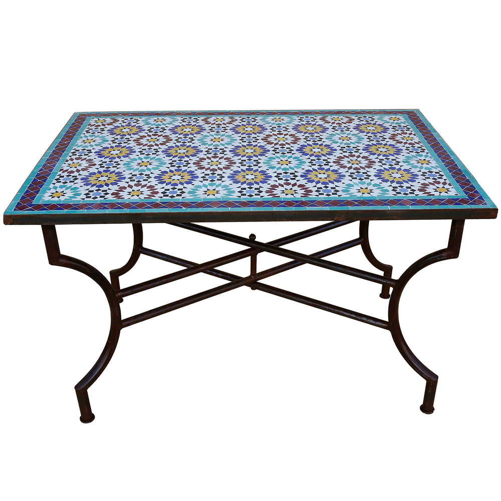 Rectangular dining table with mosaic top for four to six people - ideal for outdoor and indoor use