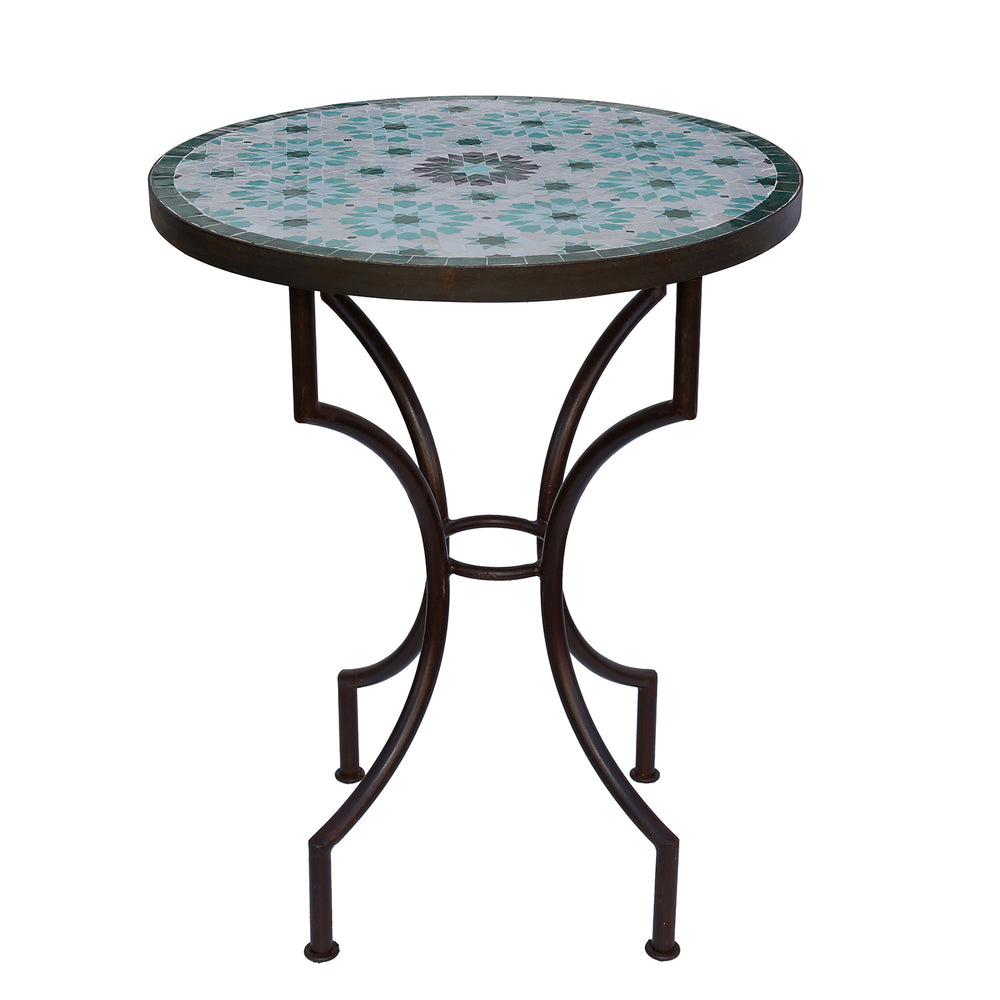 Compact mosaic table with a Moroccan pattern - ideal as a breakfast table in small rooms