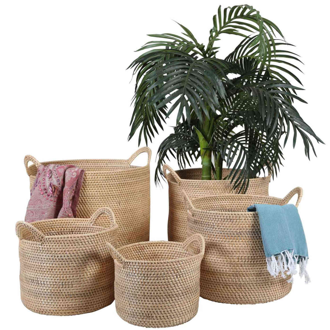 Elie natural rattan basket with handle