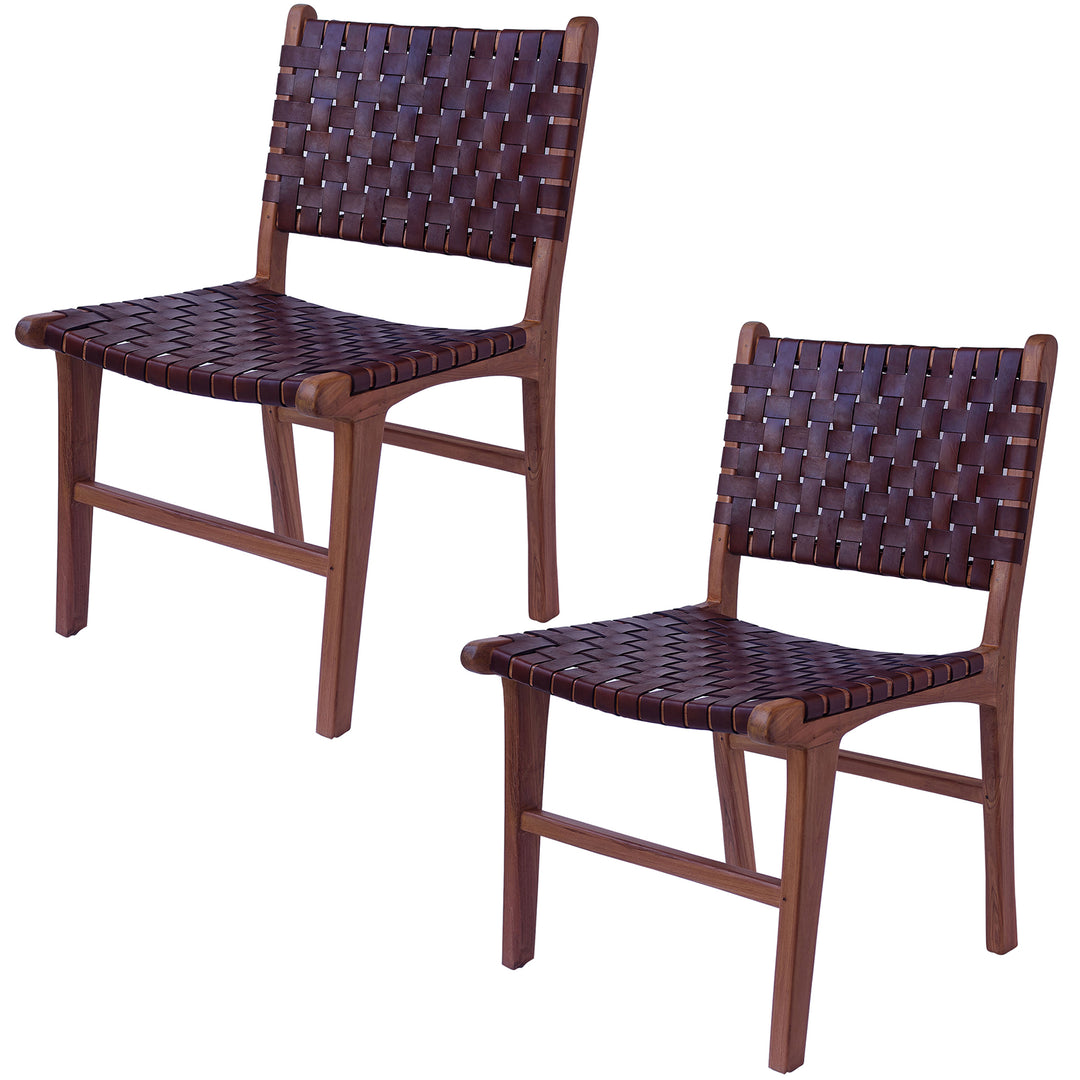 Brown leather dining chair