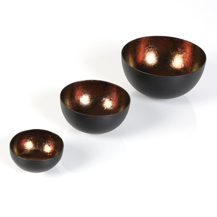 Set of 3 tea light holders Meo brown