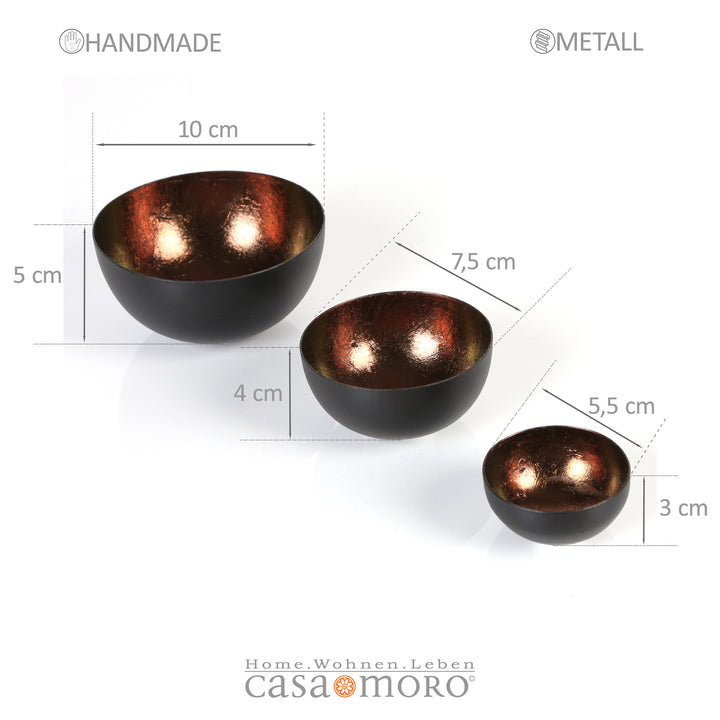 Set of 3 tea light holders Meo brown