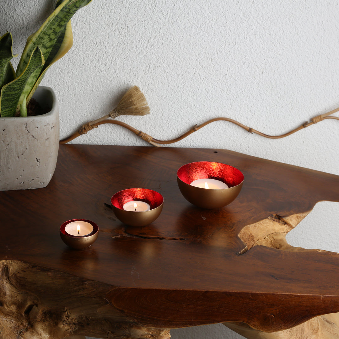 Set of 3 Meo Red Tealight Holders
