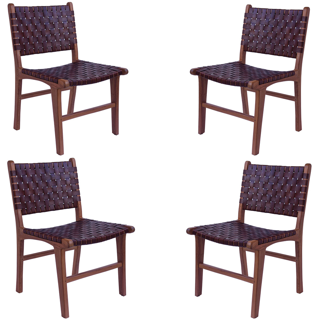 Brown leather dining chair