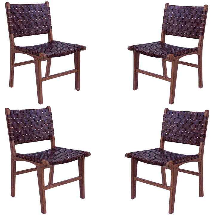 Brown leather dining chair