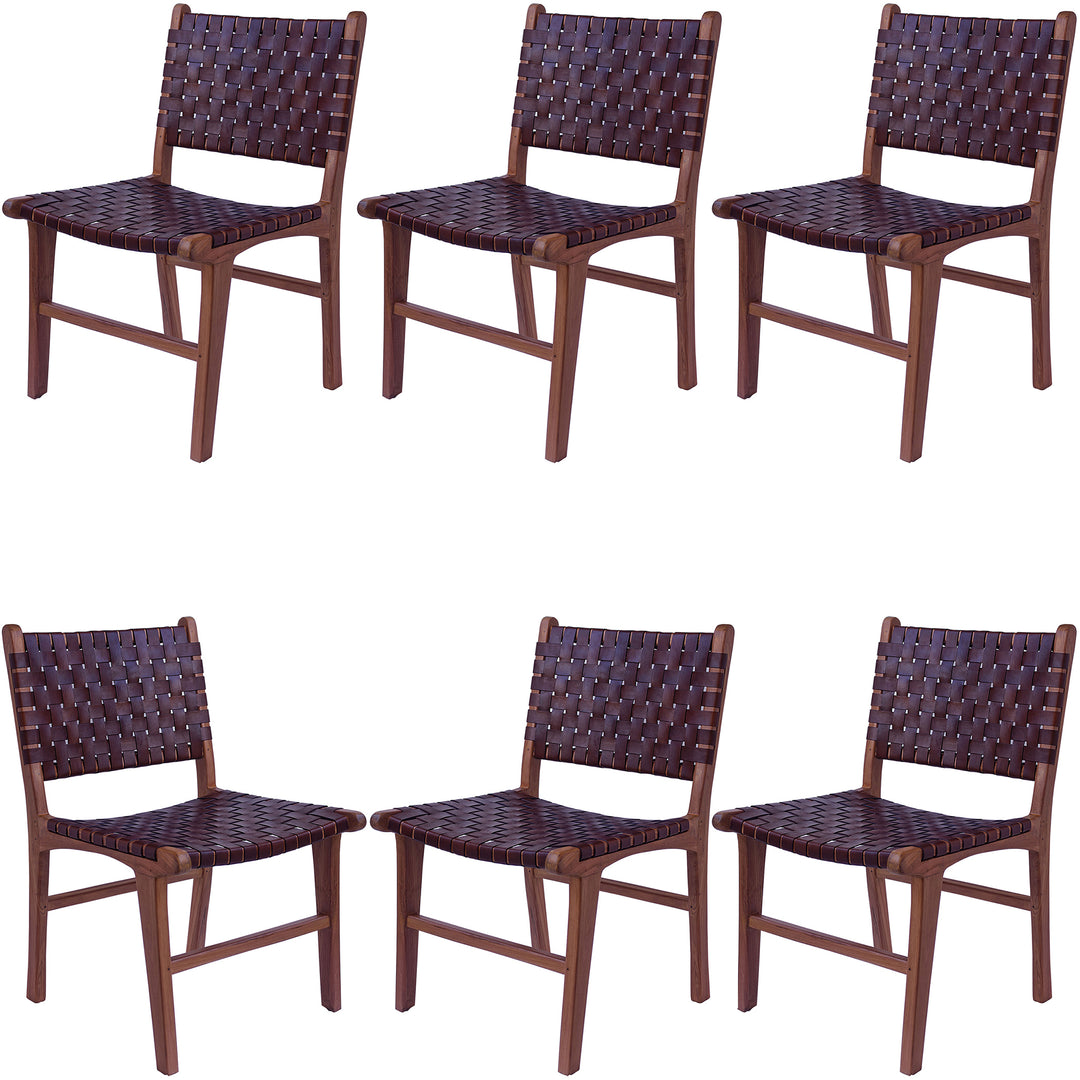 Brown leather dining chair