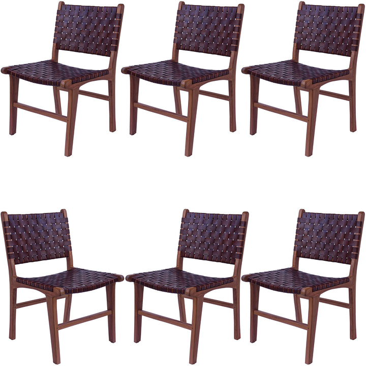 Brown leather dining chair