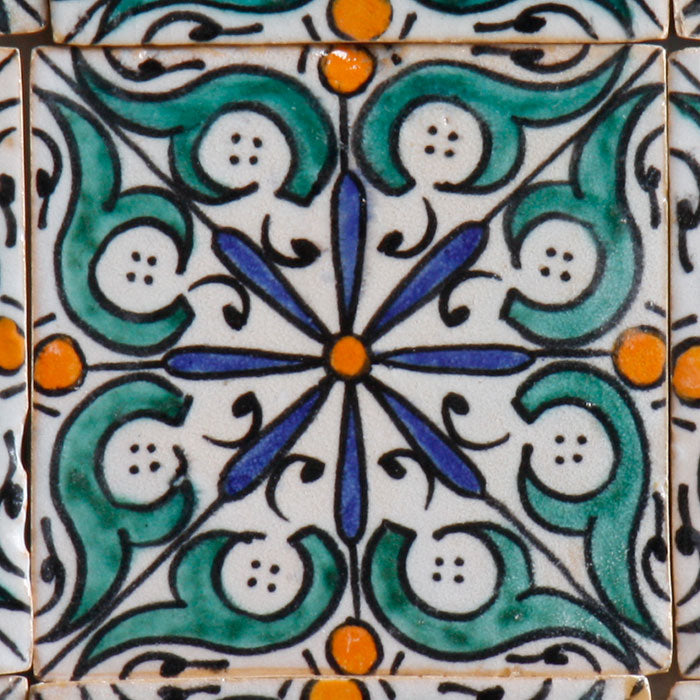 Hand painted tile - Mediterranean star motif