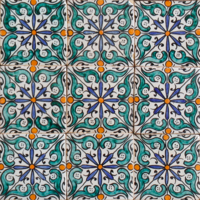 Hand painted tile - Mediterranean star motif