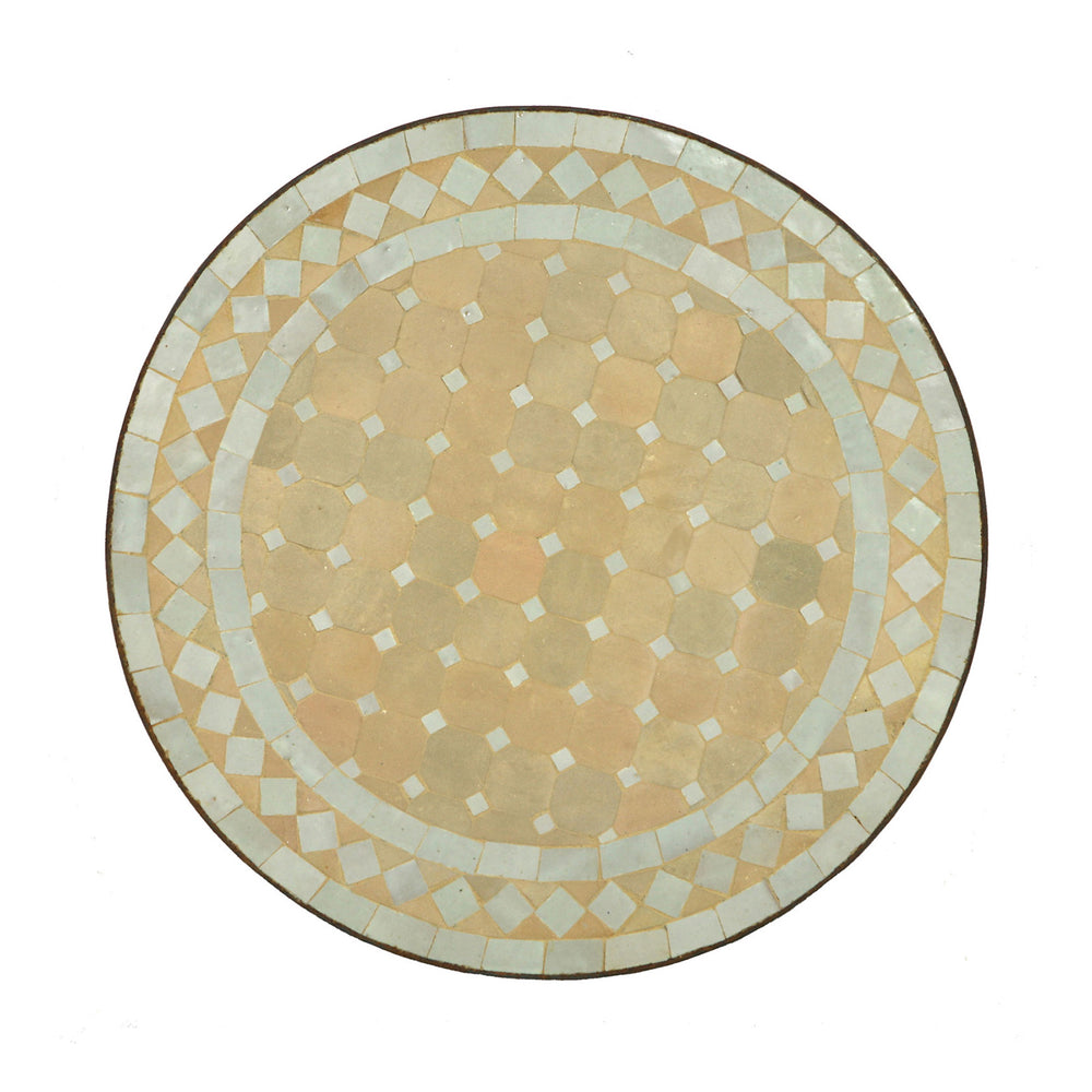 Table with mosaic around 45 cm, white terracotta for balcony, terrace or living room
