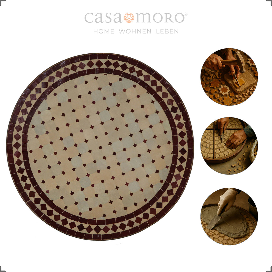 Balcony table with a diameter of 60 cm, table height 75 cm - stable, Mediterranean and decorative