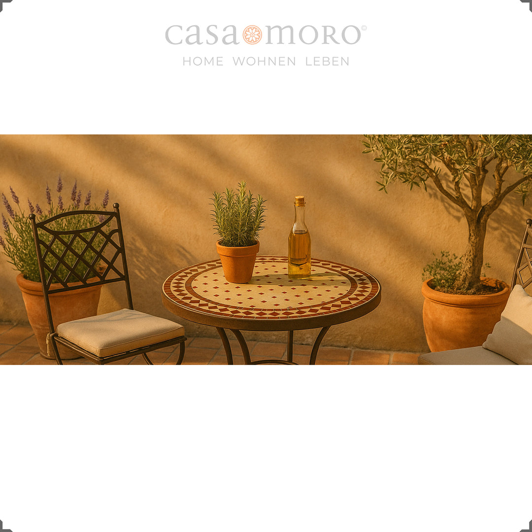 Mosaic table in Moroccan-urban style - ideal for small outdoor spaces and romantic balconies