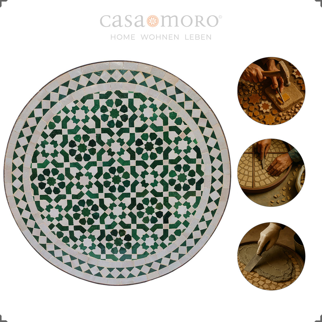 Please store the mosaic table made of zellige and wrought iron in a place protected from frost