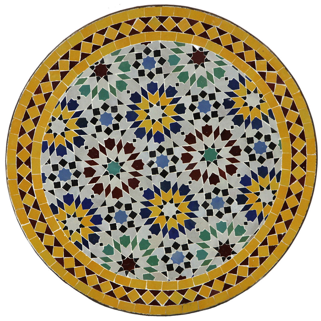 Balcony table Ø 60 cm with multicolored Zellige mosaic - handmade mosaic table from Morocco for garden and terrace