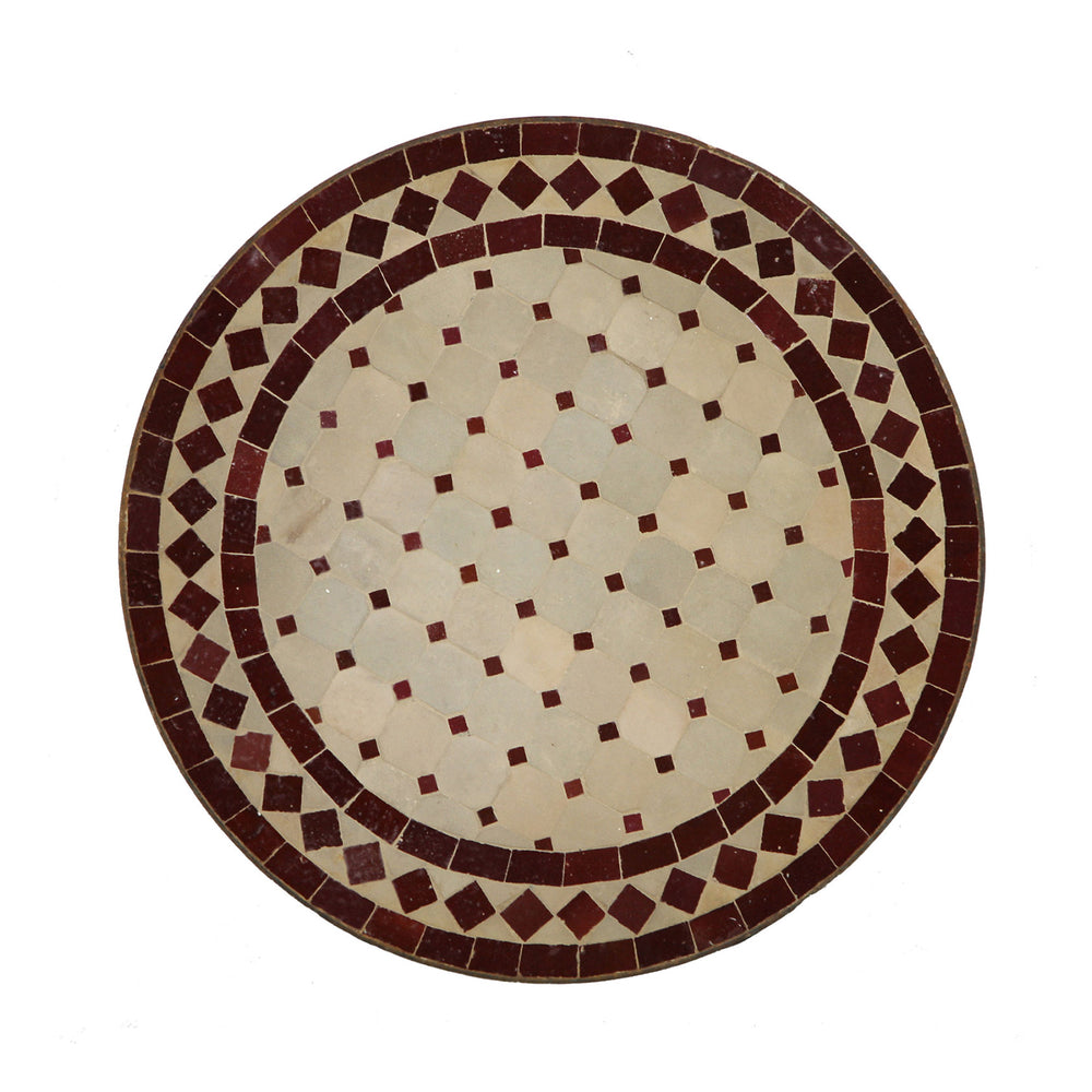 Narrow side table 45 cm with Zellige mosaic, round and handmade for living room or balcony