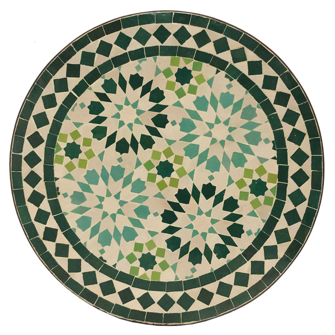 Side table round 45 cm with green-turquoise mosaic, handmade in Morocco
