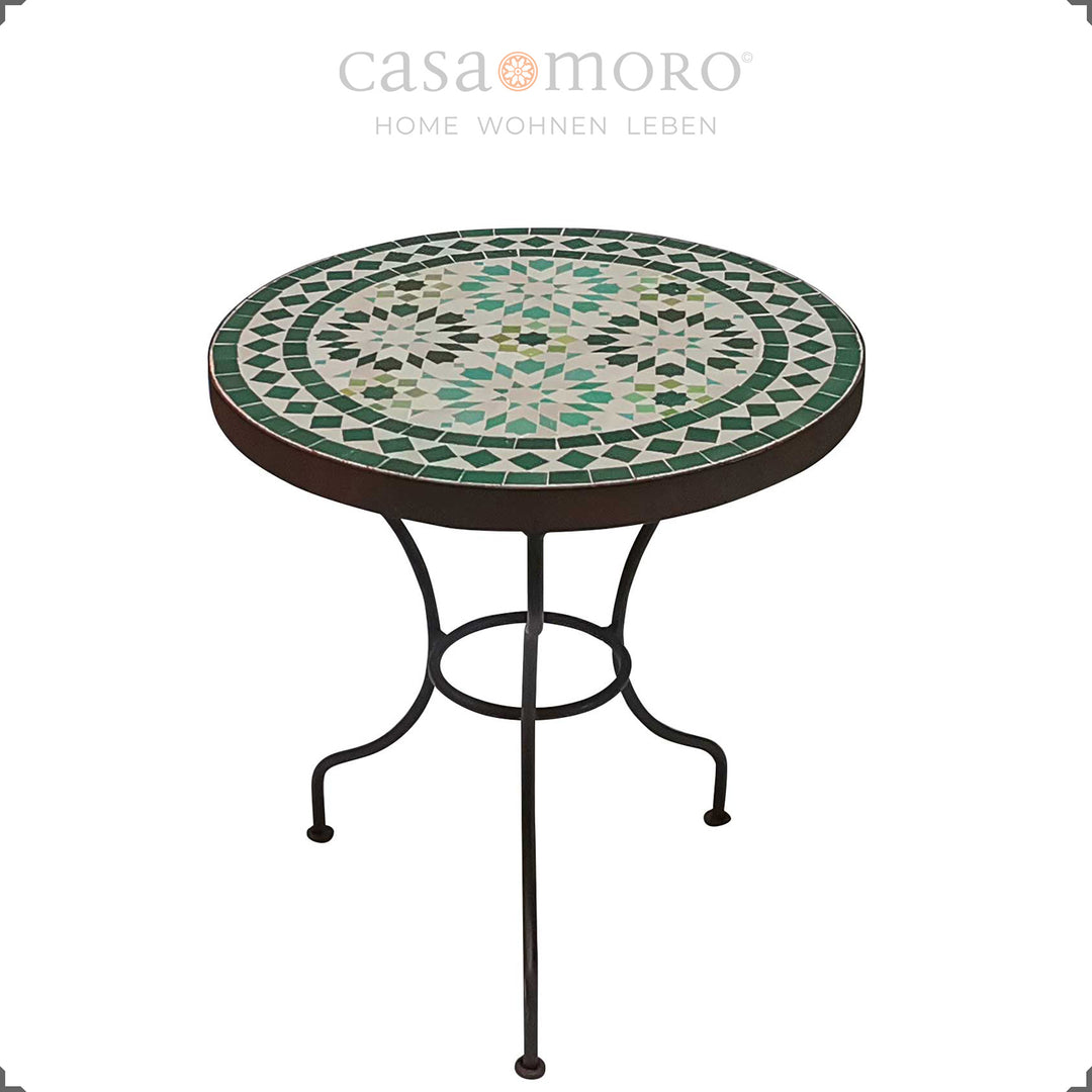 Round side table with clear lacquer-sealed wrought iron frame - versatile