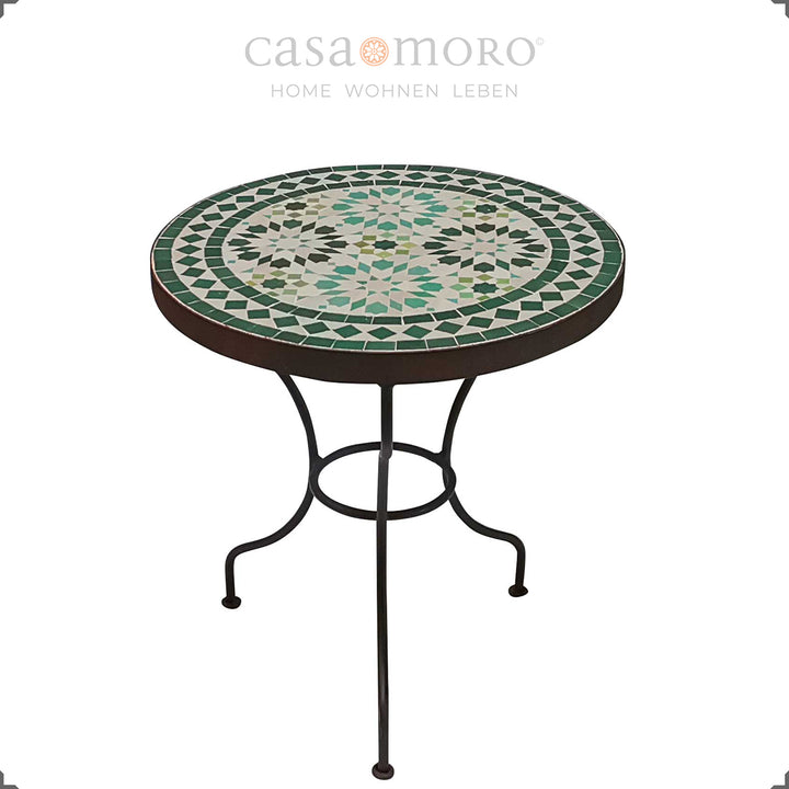 Round side table with clear lacquer-sealed wrought iron frame - versatile