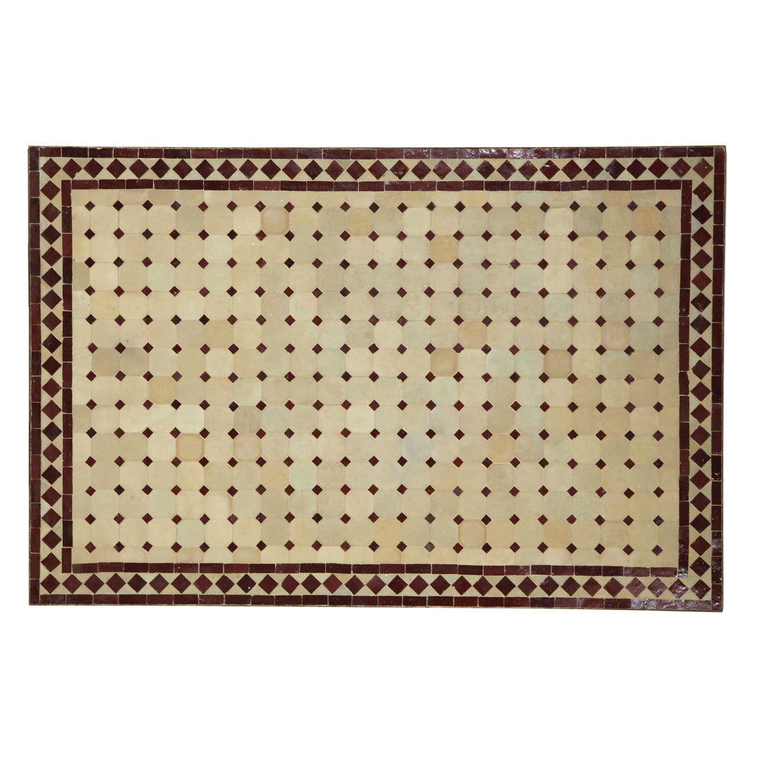 Dining table 120x80 cm mosaic table with Zellige tiles in Bordeaux terracotta - handmade