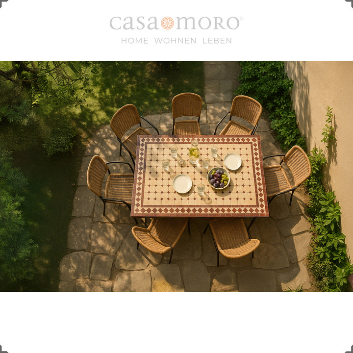 Rectangular dining table 120x80 cm with a sturdy wrought iron frame in a patina look
