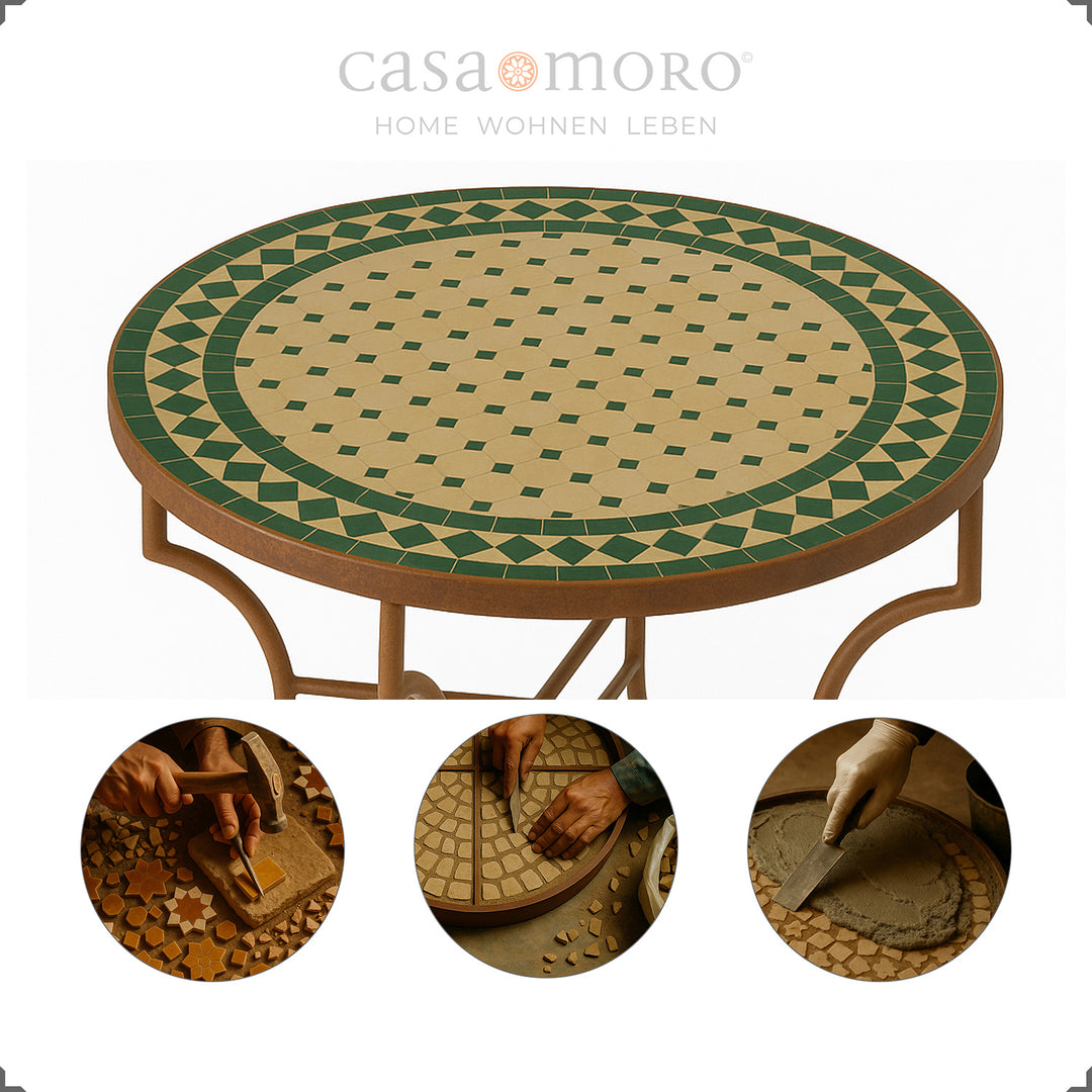 Mosaic table with a diameter of 100 cm – ideal for the kitchen, living room or protected outdoor area