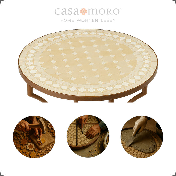 Zellige mosaic in white and terracotta - every detail set and glazed by hand