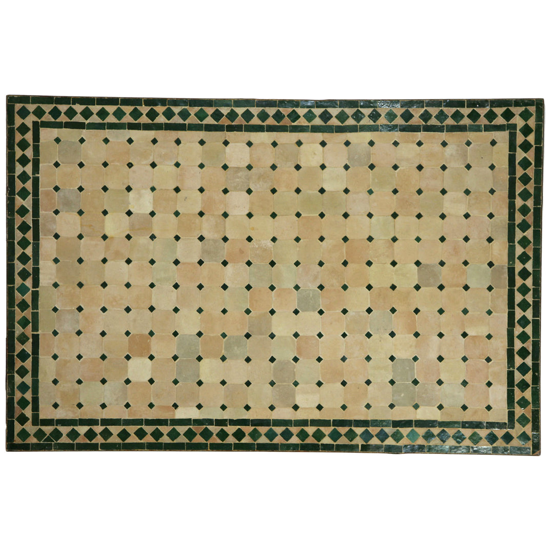 Dining room table 120x80 cm with handmade mosaic in green terracotta - Moroccan design