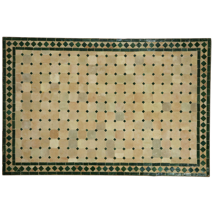 Dining room table 120x80 cm with handmade mosaic in green terracotta - Moroccan design