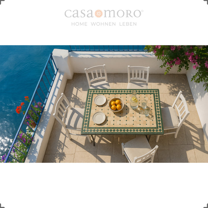 Dining table 120x80 with Zellige tiles - ideal for the dining room, living room or balcony