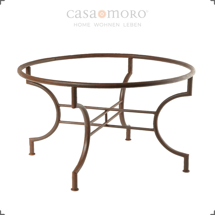 Round Zellige mosaic table on a sturdy metal frame made of wrought iron