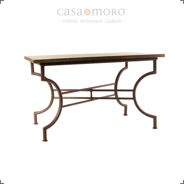 Mosaic table with sturdy wrought iron frame - table 120x80 cm with clear lacquered metal frame