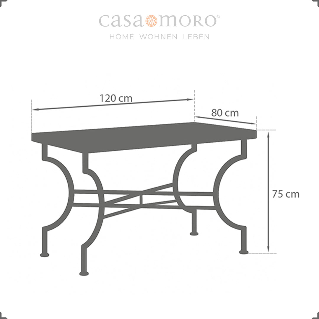 Dimensions: 120 x 80 cm, height 75 cm - ideal garden table for four to six people indoors and outdoors