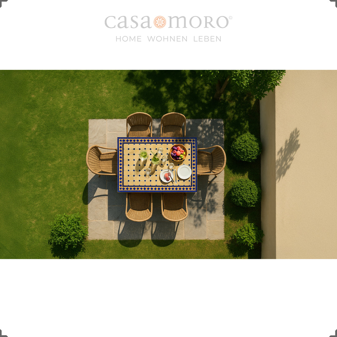 Rectangular garden table in Moroccan style