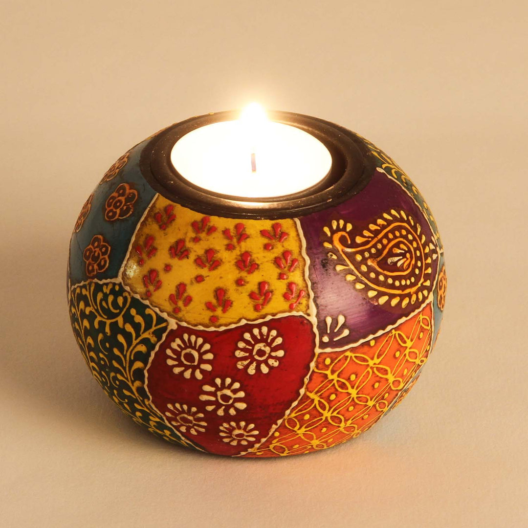 Hand-painted tealight holders Anila set of 3