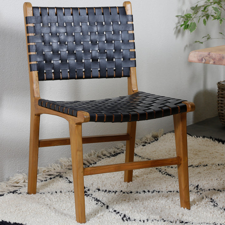 Dining chair, black leather