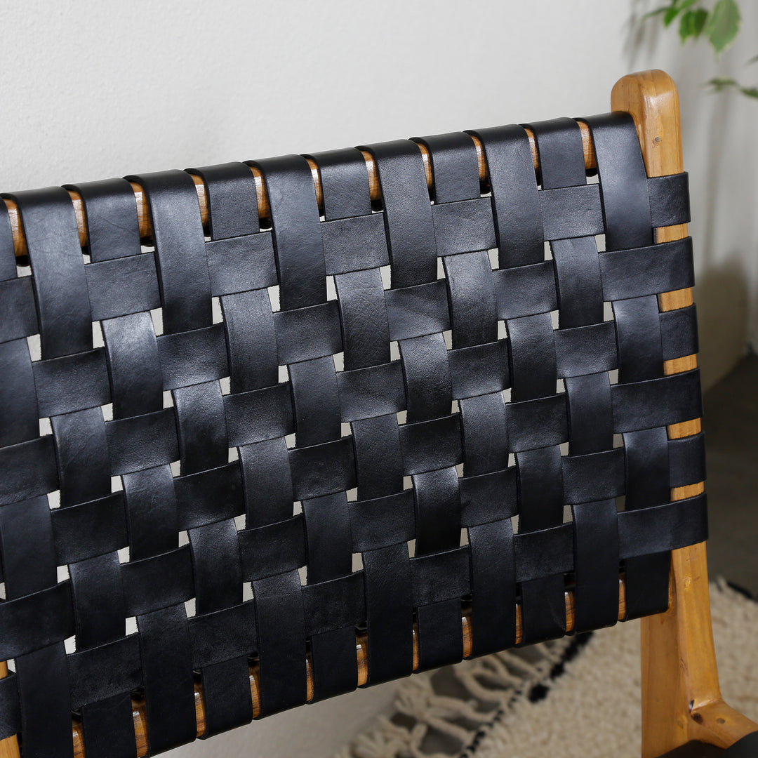 Dining chair, black leather