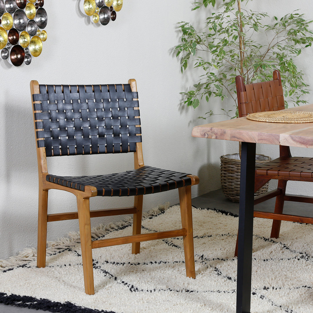 Dining chair, black leather