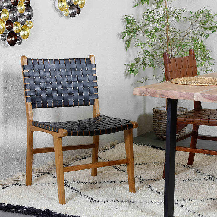 Dining chair, black leather