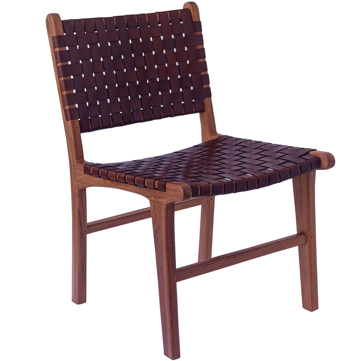 Brown leather dining chair