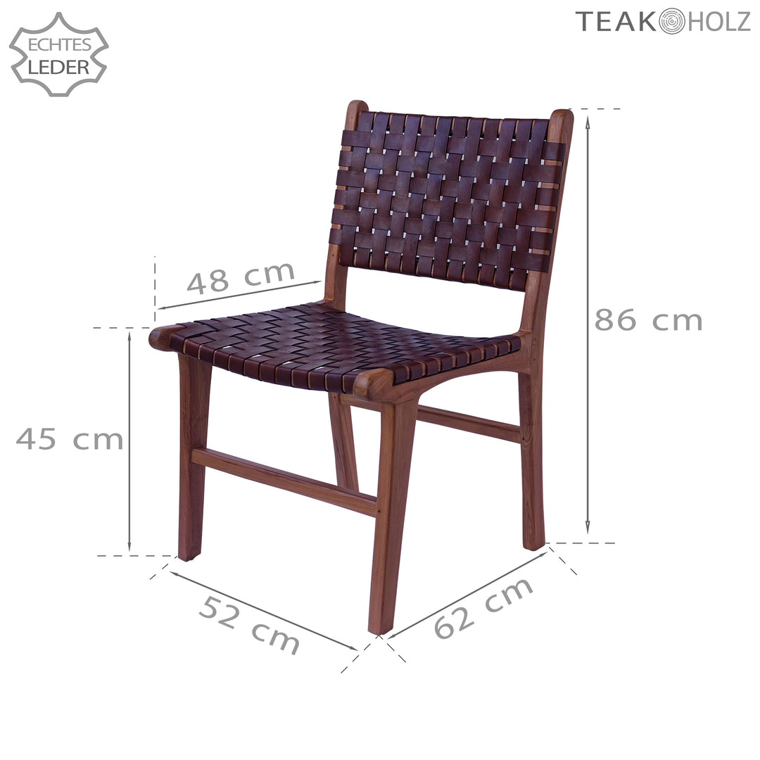 Brown leather dining chair