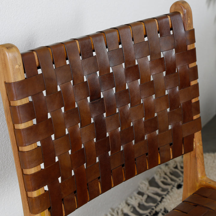 Brown leather dining chair