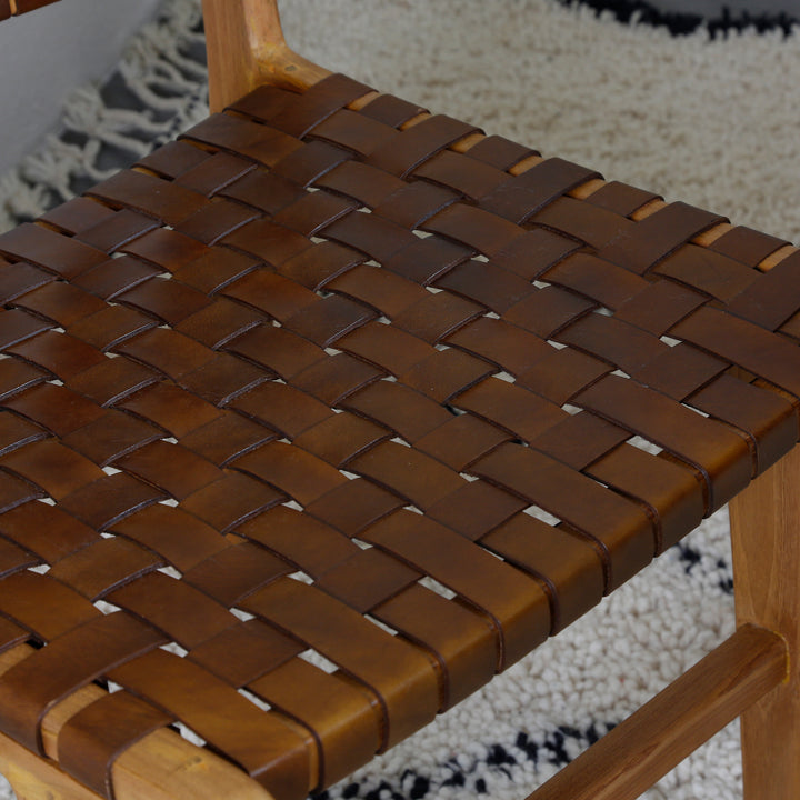 Brown leather dining chair