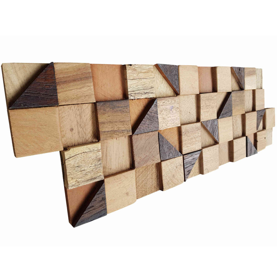 3D Wood Wall Panels – Pyramid Cube, Teak – CASA-MORO