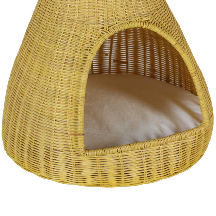 Rattan cat house TIPI with cushion 40x62 cm
