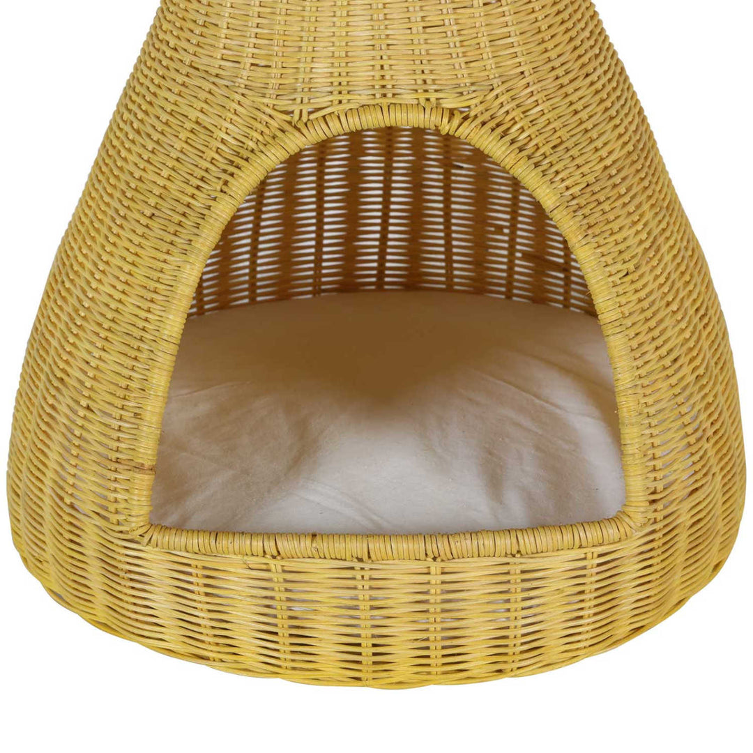 Rattan cat house TIPI with cushion 40x62 cm