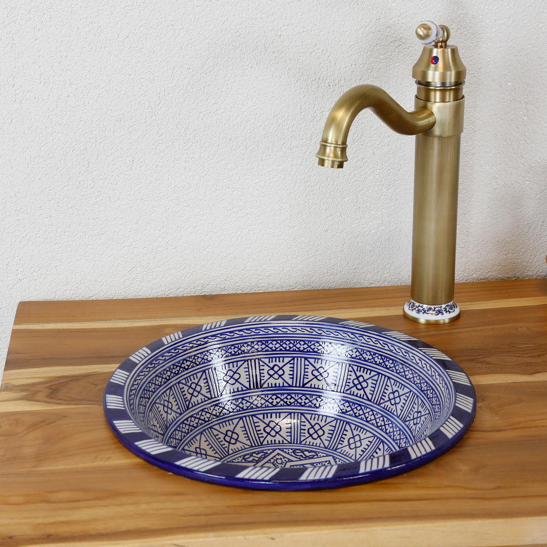 Ceramic countertop sink, round