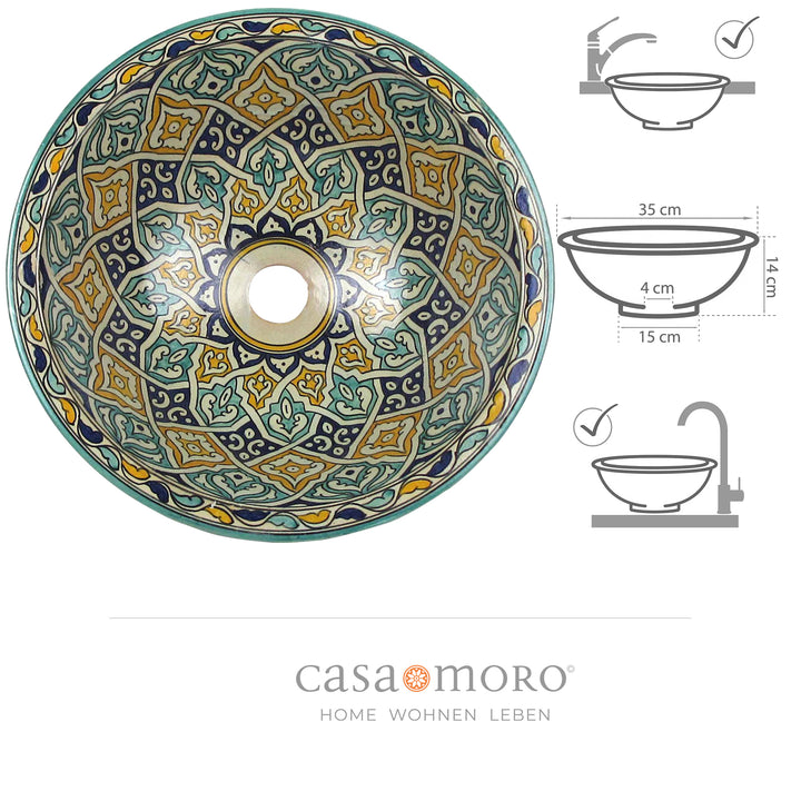 Ceramic countertop sink, round