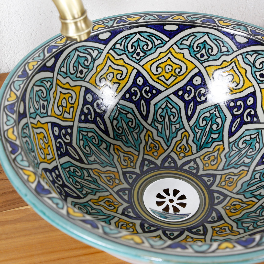 Ceramic countertop sink, round